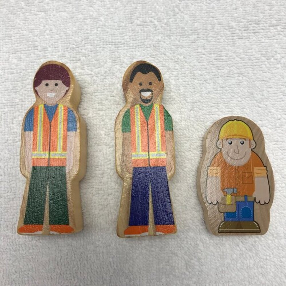 Toys R Us Imaginarium Wooden construction workers 3" lot of 3‎